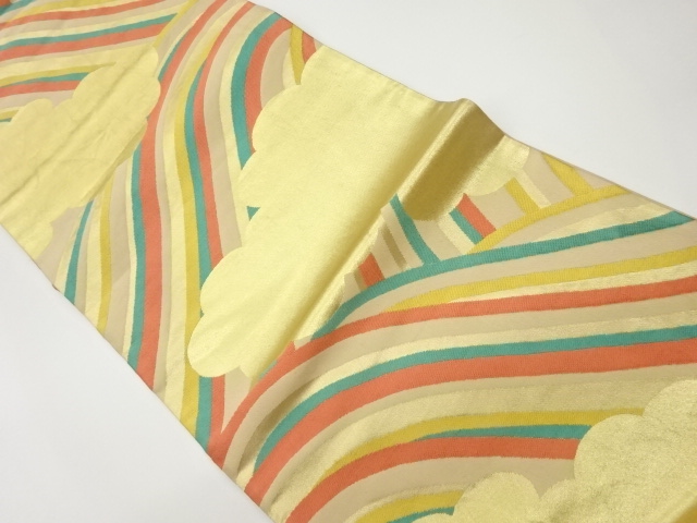 波に雲模様織出し袋帯